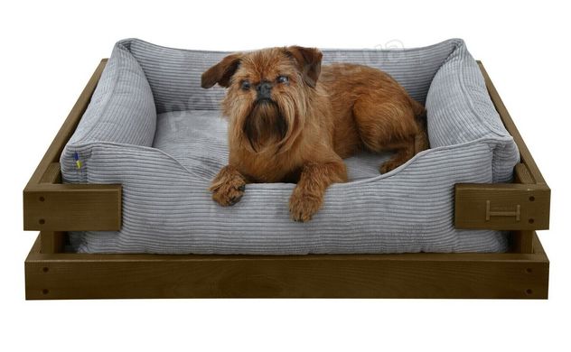 Harley and Cho DREAMER Wood Nature + Brown Velvet - дерев'яне ліжко з вельветовою лежанкою для собак - XXL 120х80 см % Petmarket