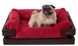 Harley and Cho DREAMER Wood Brown + Red Velvet - деревянная кровать с вельветовой лежанкой для собак - XS 50х40 см