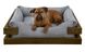 Harley and Cho DREAMER Wood Nature + Gray Velvet - деревянная кровать с вельветовой лежанкой для собак - XS 50х40 см