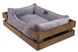 Harley and Cho DREAMER Wood Nature + Gray Velvet - дерев'яне ліжко з вельветовою лежанкою для собак - XS 50х40 см