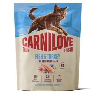 Carnilove True Fresh Fish & Turkey Sterilised &mdash; беззерновой корм для стерилизованных/кастрированных кошек (рыба/индейка) - 6 кг Petmarket