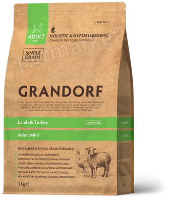 Grandorf MINI BREEDS Lamb & Turkey - корм для дорослих собак дрібних порід (ягня/індичка) - 1 кг % Petmarket