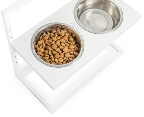 Harley and Cho LIFT Brown Stone + White - регульовані миски на підставці для середніх та великих собак, L Petmarket