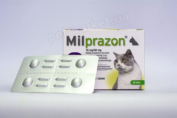 KRKA МІЛПРАЗОН - антигельмінтик для кішок вагою понад 2 кг - 1 таблетка % Petmarket