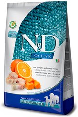 Farmina N&D Ocean Grain Free Adult Medium & Maxi Cod, Pumpkin & Orange - беззерновий корм для собак середніх та великих порід (тріска/гарбуз/апельсин), 12 кг Petmarket