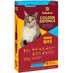 Palladium GOLDEN DEFENCE - краплі на холку від паразитів для кішок 4-8 кг - 4 піпетки Petmarket