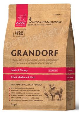 Grandorf Medium & Maxi Lamb & Turkey - корм для взрослых собак всех пород (ягненок/рис) - 1 кг % Petmarket