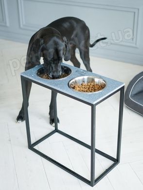 Harley and Cho DINNER STONE Black - миски на кам'яній підставці для середніх і великих собак - Чорний, XL40 Petmarket