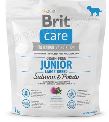 Brit Care Grain-free JUNIOR Large BREED - беззерновой корм для щенков и молодых собак крупных пород (лосось/картофель) - 12 кг Petmarket