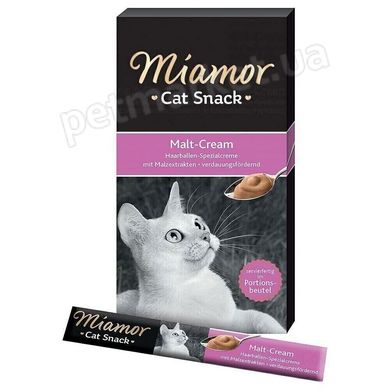 Miamor Cat Snack MALT CREAM - лакомство для выведения шерсти из ЖКТ кошек Petmarket