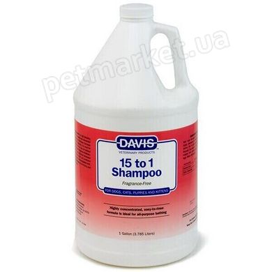 Davis 15 to 1 FRAGRANCE FREE - концентрированный шампунь без аромата для собак и кошек - 3,8 л % Petmarket