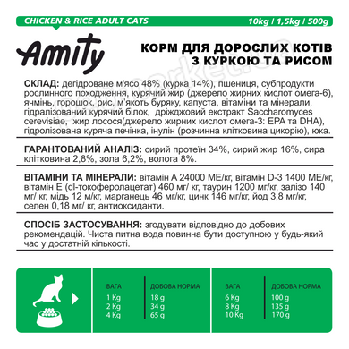Amity CHICKEN & RICE - корм для котів (курка/рис) - 10 кг Petmarket