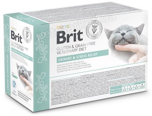 Brit GF VetDiets Urinary and Stress Relief - влажный корм для здоровья мочевыделительной системы и уменьшения стресса у кошек (индейка) Petmarket