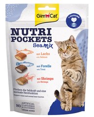 GimCat Nutri Pockets Sea Mix Лосось/форель/креветки - лакомства для кошек - 150 г Petmarket