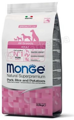 Monge ALL BREED Adult Pork - корм для собак всех пород (свинина/рис/картофель) - 2,5 кг СРОК 21.08.2021 Petmarket