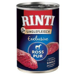 Rinti Singlefleisch Exclusive Ross Pur - Ринт Конина - монопротеиновый влажный корм для собак - 400 г Petmarket