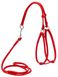 Collar WauDog GLAMOUR - кожаная круглая шлея с поводком для собак и кошек - S, Красный
