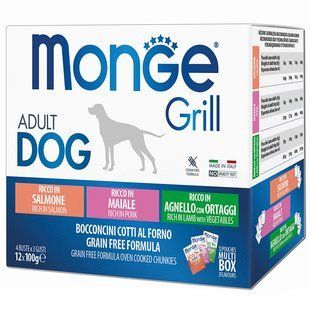 Monge Dog GRILL MIX Salmon/Lamb/Pork - микс консервов для собак (Лосось/Ягненок/Свинина) - 12х100 г Petmarket