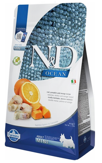 Farmina N&D Ocean Grain Free Adult Mini Cod, Pumpkin & Orange