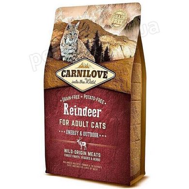 Carnilove REINDEER Adult Cats Energy & Outdoor - беззерновой корм для активных кошек (северный олень/дикий кабан) - 2 кг Petmarket