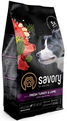 Savory Medium BREED Turkey & Lamb - корм для собак средних пород (индейка/ягненок) - 12 кг Petmarket
