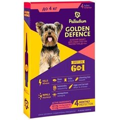Palladium GOLDEN DEFENCE - капли на холку от паразитов для мелких собак до 4 кг - 4 пипетки Petmarket