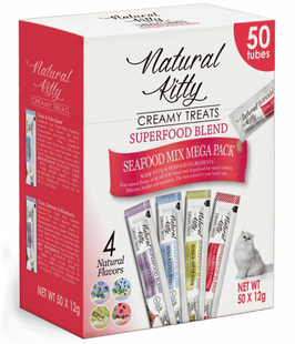 Natural Kitty Creamy Treats Seafood Mega Pack - набор кремовых лакомств на рыбной основе для кошек Petmarket