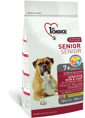 1st Choice SENIOR Sensitive Skin & Coat - корм для стареющих собак с чувствительной кожей и шерстью (ягненок/рыба) - 12 кг Petmarket