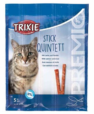 Trixie PREMIO Stick Quintett - лакомство для кошек (лосось/форель) - 5 шт. Petmarket