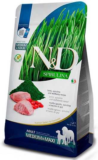 Farmina N&D Spirulina Adult Medium & Maxi Lamb - беззерновой корм