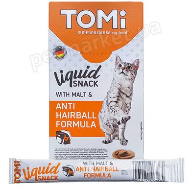 TOMi Liquid Snack Malt & Hairball - ТОМІ рідкі ласощі для котів з малт-пастою для виведення шерсті 15 г. Petmarket