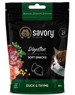 Savory Soft Snacks Digestion - мягкое лакомство для кошек для улучшения пищеварения (утка и чабрец) - 50 г Petmarket