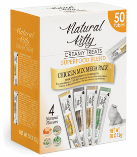 Natural Kitty Creamy Treats Chicken Mega Pack - набор кремовых лакомств на основе курятины для кошек Petmarket