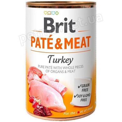 Brit PATE & MEAT Turkey - консервы для собак (индейка) - 400 г х12 шт Petmarket
