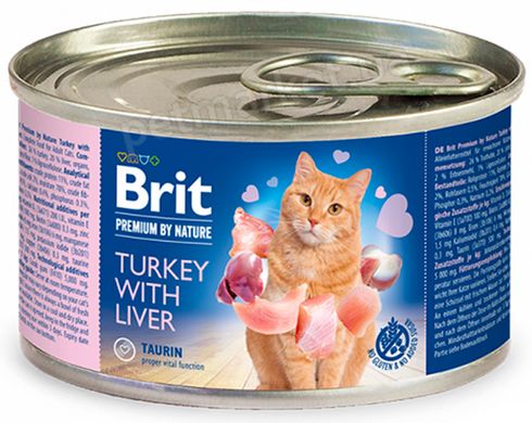 Brit Premium by Nature Turkey & Liver - вологий корм для котів (індичка/печінка) - 200 г Petmarket