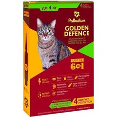 Palladium GOLDEN DEFENCE - капли на холку от паразитов для кошек до 4 кг - 1 пипетка Petmarket