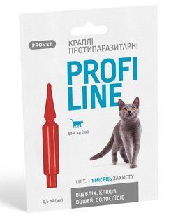 Provet Profiline - капли от блох и клещей для кошек до 4 кг - 4 пипетки Petmarket