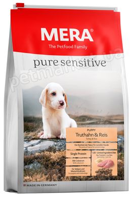 Mera pure sensitive Puppy корм для цуценят та годуючих самок (індичка/рис), 12,5 кг Petmarket