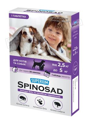 Superium Spinosad таблетка от блох для котов и собак 10-20 кг Petmarket