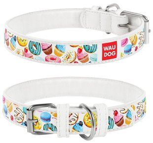 Collar WAUDOG DESIGN Пончики - шкіряний нашийник для собак - 46-60 см, чорний Petmarket