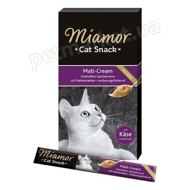 Miamor Cat Snack MALT-KASE CREAM - ласощі для виведення шерсті з шлунково-кишкового тракту кішок Petmarket