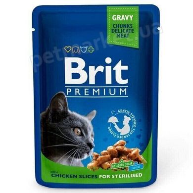 Brit Premium Cat CHICKEN SLICES for Sterilised - влажный корм для стерилизованных кошек (курица) - 100 г Petmarket