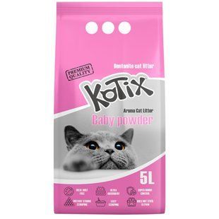 KOTIX Baby Powder - Котікс Дитяча присипка - комкуючийся бентонітовий наповнювач для котячих лотків, рожеві гранули Petmarket