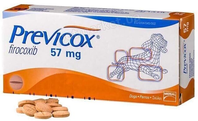 Merial PREVICOX 227 мг - протизапальний знеболюючий препарат для собак, 30 табл. % Petmarket