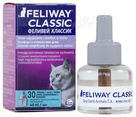 Ceva Feliway заспокійливий засіб для кішок під час стресу (змінний флакон) - 48 мл Petmarket