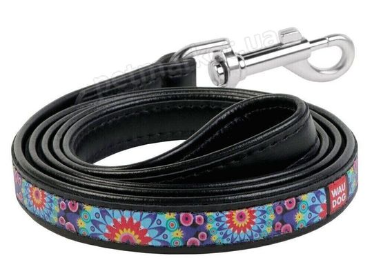 Collar WAUDOG Квіти - шкіряний поводок для собак - 25 мм, Чорний Petmarket
