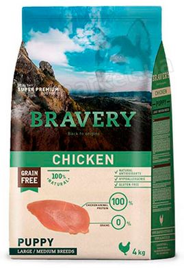 Bravery Chicken Puppy Large/Medium сухий корм для цуценят середніх та великих порід (курка), 4 кг Petmarket