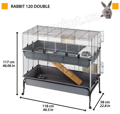 Ferplast RABBIT 120 Double - двоповерхова клітка з підставкою для кроликів % Petmarket