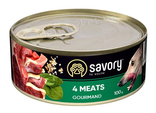 Savory Gourmand 4 Meats - 4 вида мяса - влажный корм для собак - 800 г Petmarket