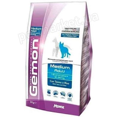Gemon Medium Adult with Tuna & Rice - корм для собак середніх порід (тунець/рис) - 20 кг % Petmarket